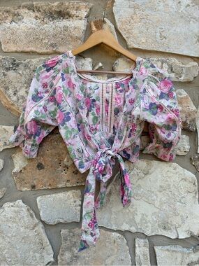 LoveShackFancy Karsten Crop Top size small